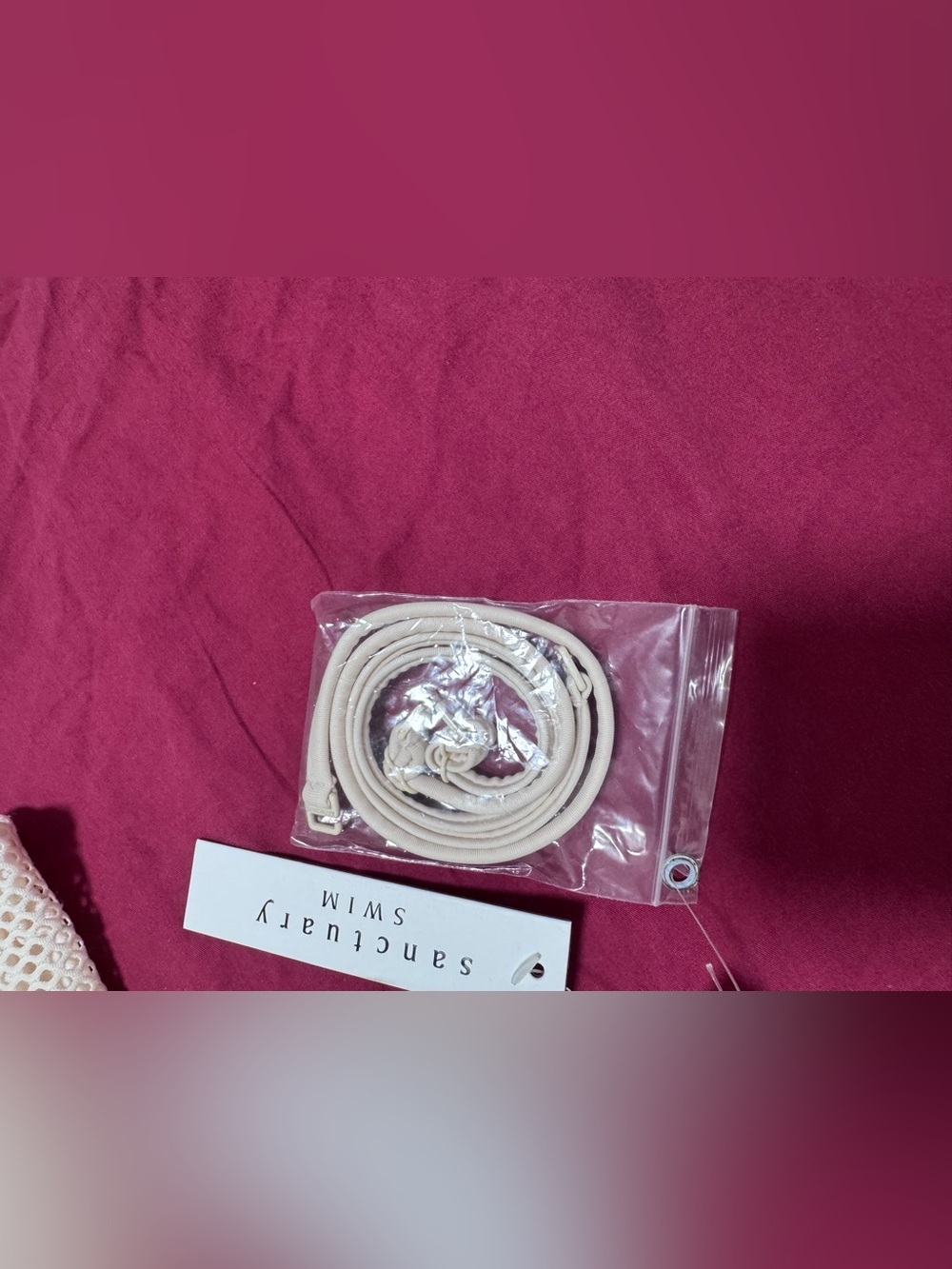 $125 Sanctuary Women's Mesh V-Wire Bandeau Bikini Top Swim White Sand XS NWT - Picture 4 of 7